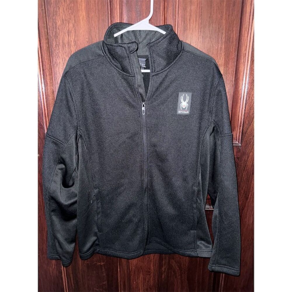 Spyder Men's Medium‎ Full-Zip Black Jacket Casual Mid-Length Softshell